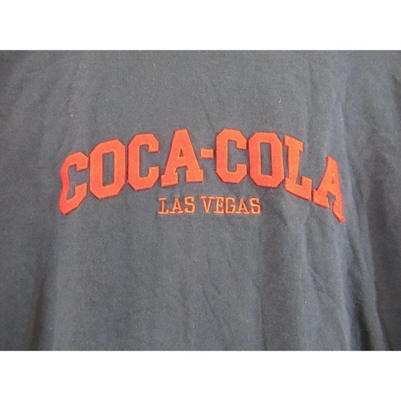Coca-Cola  Las Vegas Shirt Long Sleeve Tee Navy Red Letterman Style Patches - Picture 2 of 7